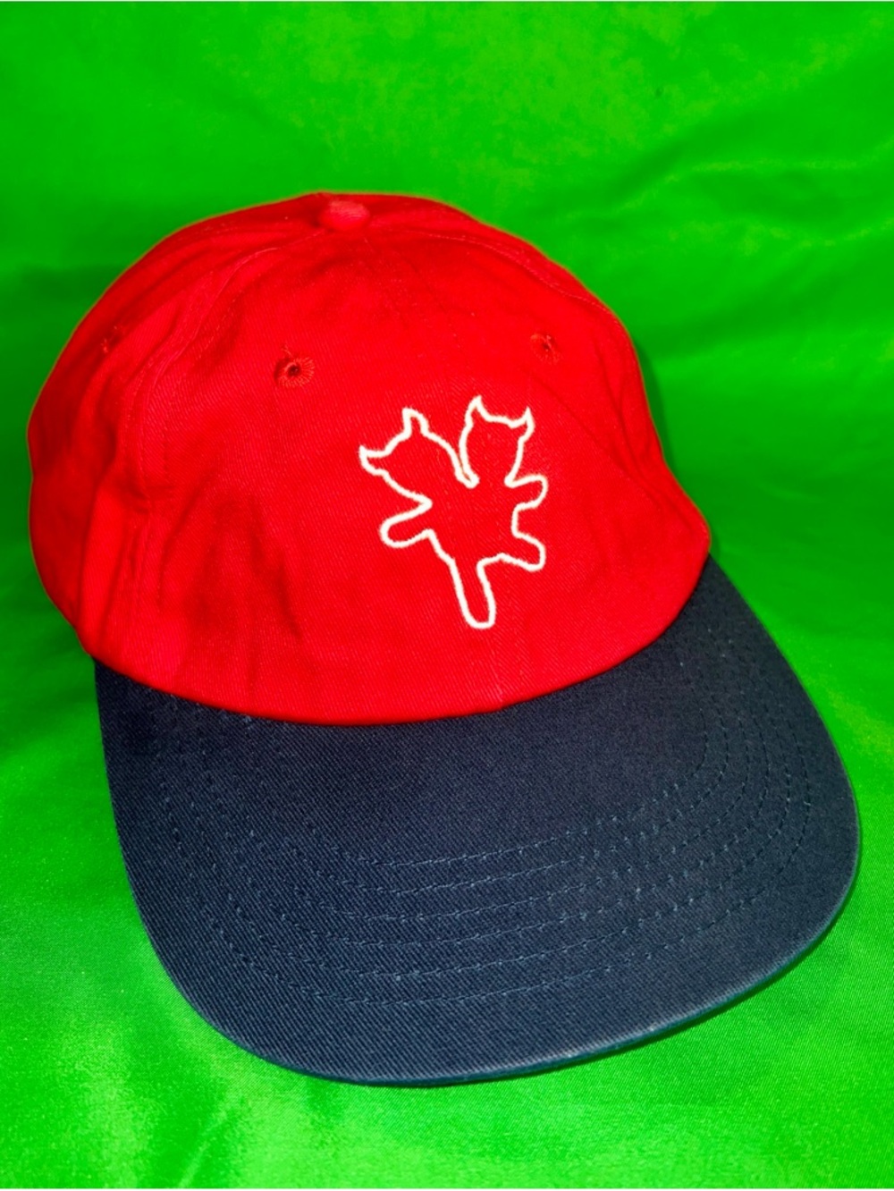 “heaven by marc jacobs” Red Embroidered 2 Headed Demon Teddy Baseball Cap🔥😈RARE!